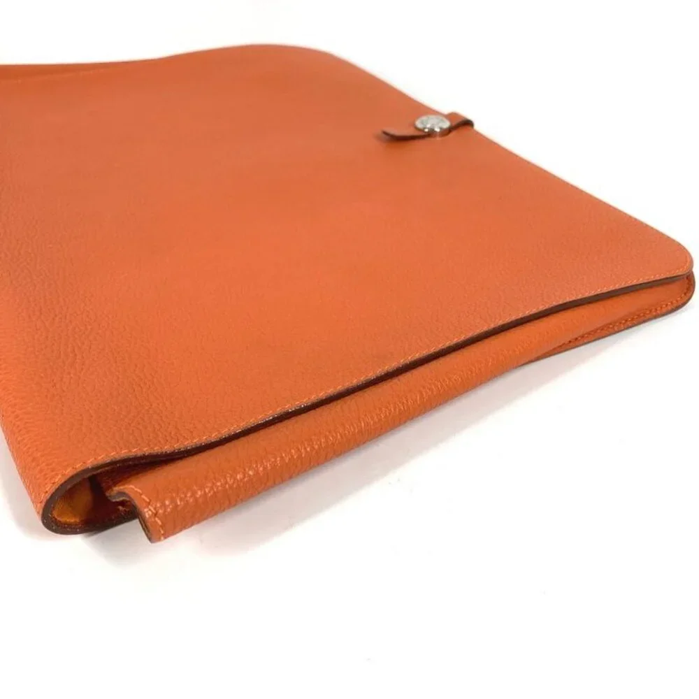 Hermes Clutch Bag Dogon Meeting Taurillon Clemence Orange - Picture 3 of 9